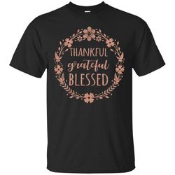 thankful grateful blessed shirt (rose gold glitter)