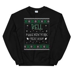 bell make new york great again funny football christmas sweater for men and women