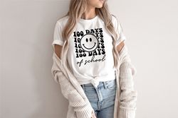 funny 100 days of school shirt, 100 day shirt, teacher smile face shirt, 100th day of school celebration, student shirt