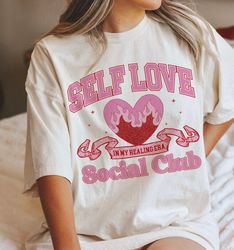 retro valentines shirt, glitter valentine popular shirt, valentines day shirt, self love club, trendy shirt, love shirt