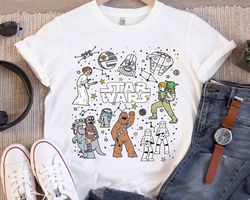 star wars characters group shot constellation doodles shirt, galaxy's edge holiday unisex t-shirt family birthday gift