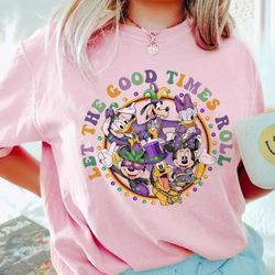 mickey and friends disney mardi gras let the good times roll shirt, wdw disneyland family fat tuesday new orleans shirt