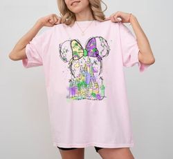 mardi gras disney castle shirt, minnie ears shirt, disney mardi gras shirt, magic kingdom shirt, disney holiday tee