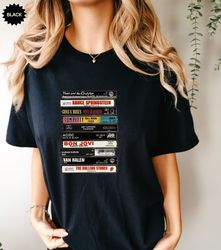 rock cassettes tape printed shirt, 80's rock t-shirt, retro cassette shirts, rock bands shirt, 80s music, old school