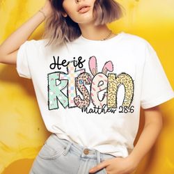 he is risen shirt, matthew 28:6, risen shirt, retro easter doodle shirt, easter christian shirt, easter bible verse