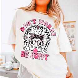 don't worry be hoppy shirt, easter shirt, easter bunny shirt, cute easter shirt, retro easter shirt