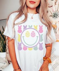 chilling peeps shirt, kids easter bunny shirt, easter smiley shirt, retro easter shirt, cute easter tee, distressed