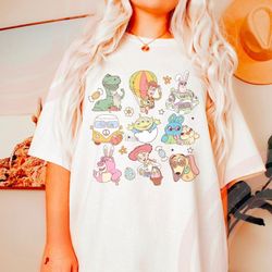 retro easter story friends shirt, easter bunny light cartoon t-shirt