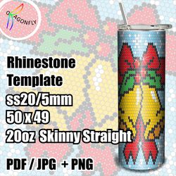 rhinestone tumbler pattern / hristmas bling tumbler template / tumbler wrap / christmas bells - 223