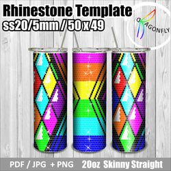 diamond rhinestone tumbler template 20oz / bling tumbler wrap ss20 / tumbler template / 50 x 49 stones / - 261