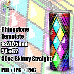 geometric diamond digital rhinestone tumbler template pattern 30 oz / 20ss / bling tumbler wrap / 54 x 62 stones - 261