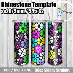 flower garden rhinestone tumbler pattern ss20 / 30oz / bling tumbler wrap / 54 x 62 stones - 262