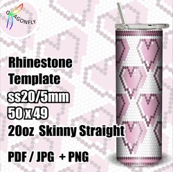 sweet heart pink tumbler template ss20 / rhinestone template for 20oz tumbler / 50 x 49 stones / - 263