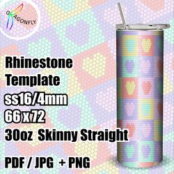 valentine's day love heart rhinestone tumbler template 30 oz / ss16 / 66x72 stones / rhinestone guide - 266