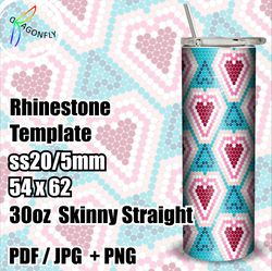 ss20 hearts valentines rhinestone tumbler template 30 oz / bling tumbler wrap / 54 x 62 stones - 267