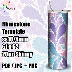 bling floral tumbler template for ss16/4mm rhinestone tumbler pattern 61x62 stones - 174