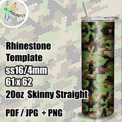 rhinestone template for 20 oz tumbler - camouflage design - ss16 stone size / 61 x 62 stones  in row - 273