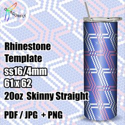 bling tumbler template for 20 oz - linear design - ss16 stone size / 61 x 62 stones  in row - 276