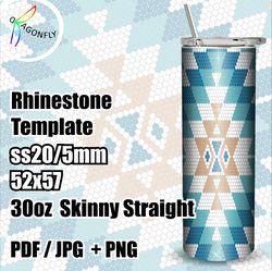 rhinestone template for 30 oz tumbler - aztec design  - ss20 stone size / 52 x 57 stones - 275