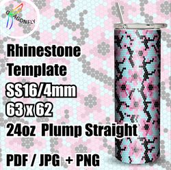 rhinestone template for 24 oz tumbler, sakura patterns, 4mm - ss16, 63x62 stones in row - 286