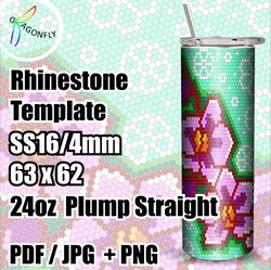 rhinestone template for 24 oz tumbler, orchid patterns, 4mm - ss16, 63x62 stones in row - 287