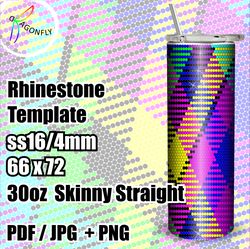 30oz / 16ss / neon bling pattern, rhinestone tumbler template, png rhinestone guide, sublimation wrap 243