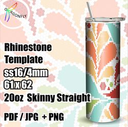 bling floral tumbler template for ss16/4mm rhinestone tumbler pattern 60*62 stones - 291