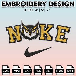 nike kennesaw state owls machine embroidery files, embroidery designs, ncaa embroidery files, digital download