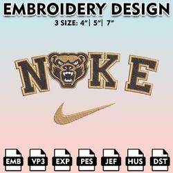 nike oakland golden grizzlies machine embroidery files, embroidery designs, ncaa embroidery files, digital download