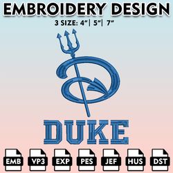 duke blue devil machine embroidery files, embroidery designs, ncaa embroidery files, digital download