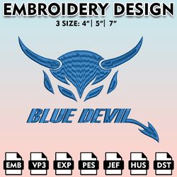 duke blue devil machine embroidery files, embroidery designs, ncaa embroidery files, digital download.