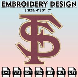 florida state seminoles machine embroidery files, embroidery designs, ncaa embroidery files, digital download.