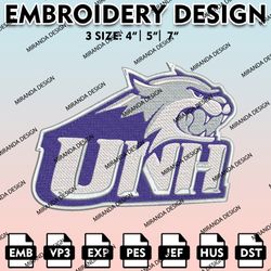 new hampshire wildcats embroidery files, embroidery designs, ncaa embroidery files, digital download.
