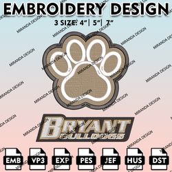 bryant bulldogs embroidery files, embroidery designs, ncaa embroidery files, digital download.