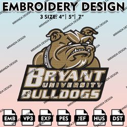 bryant bulldogs embroidery files, embroidery designs, ncaa embroidery files, digital download...