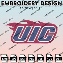 uic flames embroidery files, embroidery designs, ncaa embroidery files, digital download...