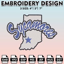 indiana state sycamores embroidery files, embroidery designs, ncaa embroidery files, digital download