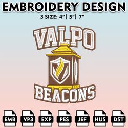 valparaiso beacons embroidery files, embroidery designs, ncaa embroidery files, digital download..