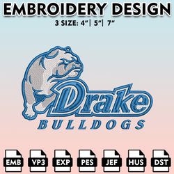 drake bulldogs embroidery files, embroidery designs, ncaa embroidery files, digital download..