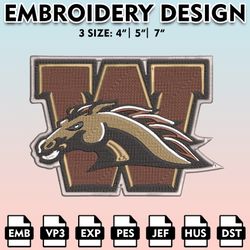 western michigan broncos embroidery files, embroidery designs, ncaa embroidery files, digital download