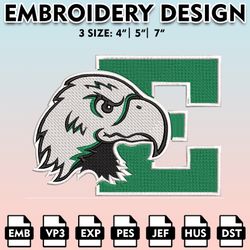 eastern michigan eagles embroidery files, embroidery designs, ncaa embroidery files, digital download..