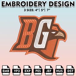 bowling green falcons embroidery files, embroidery designs, ncaa embroidery files, digital download..