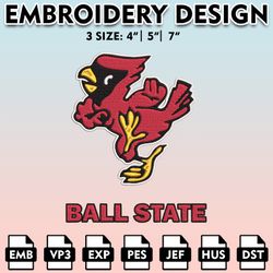 ball state cardinals embroidery files, embroidery designs, ncaa embroidery files, digital download..