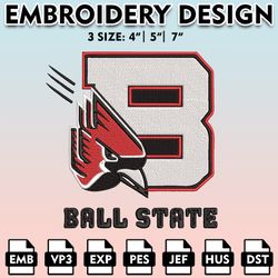 ball state cardinals embroidery files, embroidery designs, ncaa embroidery files, digital download...
