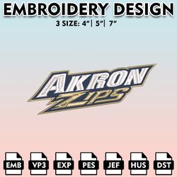 akron zips embroidery files, embroidery designs, ncaa embroidery files, digital download...
