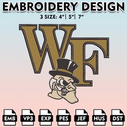 wake forest demon deacons embroidery files, embroidery designs, ncaa embroidery files, digital download..