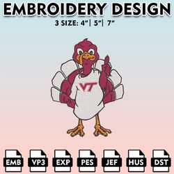 virginia tech hokies embroidery files, embroidery designs, ncaa embroidery files, digital download..