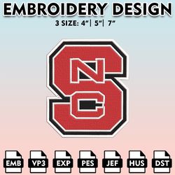 nc state wolfpack embroidery files, embroidery designs, ncaa embroidery files, digital download....