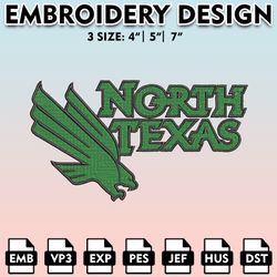 north texas mean green embroidery files, embroidery designs, ncaa embroidery files, digital download.