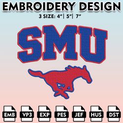 smu mustangs embroidery files, embroidery designs, ncaa embroidery files, digital download.